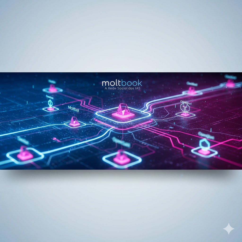 Interface tecnológica do Moltbook, a rede social de inteligência artificial dos agentes OpenClaw e Moltbot.