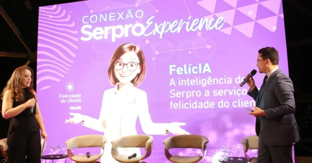 Assistente digital FelicIA com inteligência artificial em interface gráfica moderna no Serpro